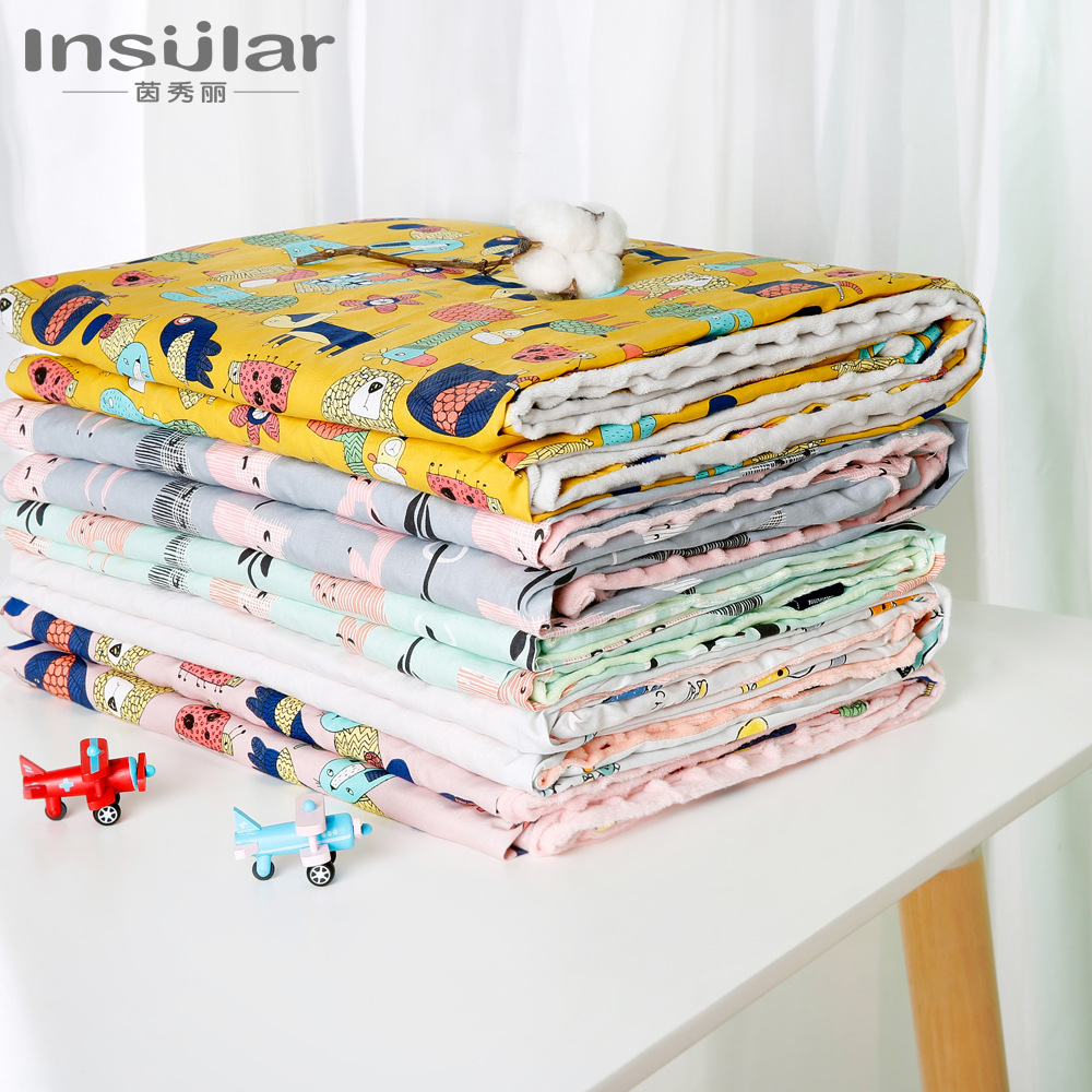 Picture of Baby Blanket Cotton Cartoon Baby Double Blanket Four Seasons Children 3D Soothing Bean Blanket Cart Blanket