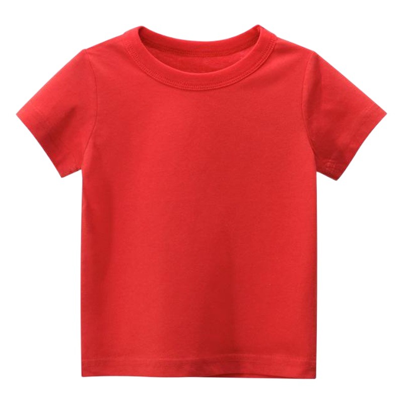 [Factory Goods Pass] 27kids Children's Wear Summer 2024 Children's Short-sleeved T-shirt Advertising Shirt Solid Color No Pattern