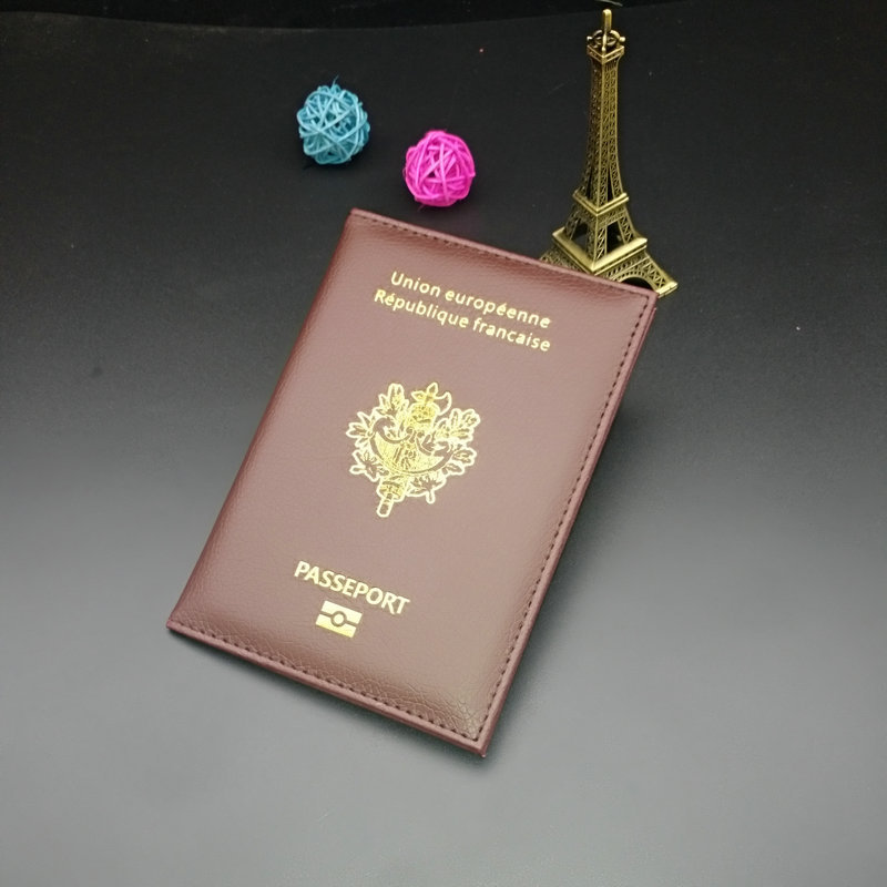 Picture of French Passbook Holder PU Material Open Double Folding ID Holder Passbook Holder Multiple Colors