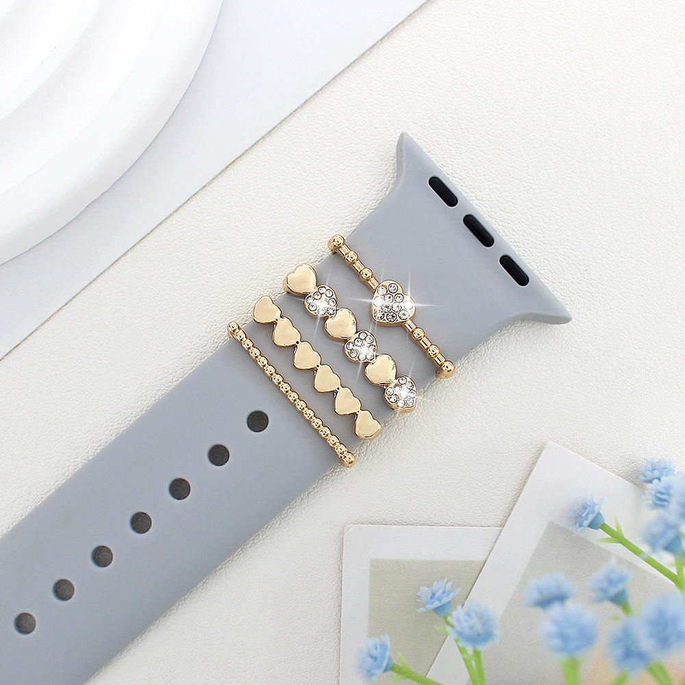 Picture of For Apple Watch Watch Watch Watch Watch Watch With Universal Silicone Strap Diamond Love Decoration