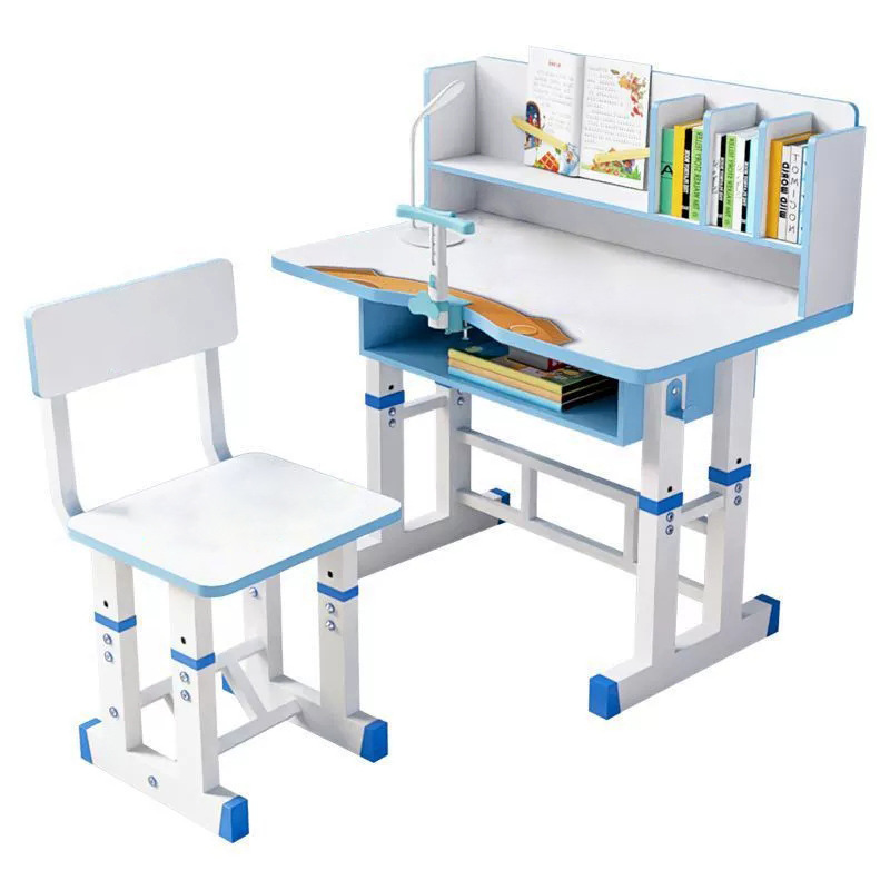 Picture of Children's Study Desk and Chair suit Liftable Desk Bookshelf Combination Integrated Desk Home Student Homework Writing Desk