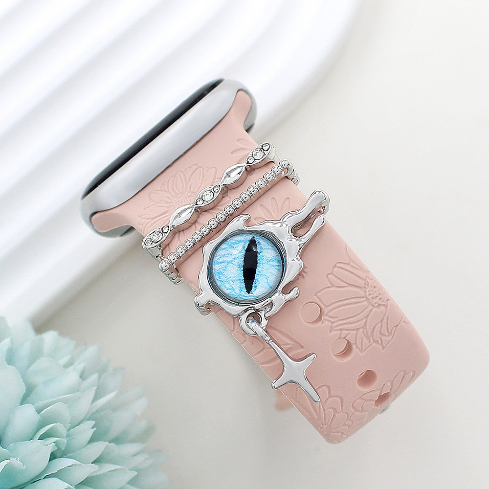 Picture of Apple Watch Watch Universal Silicone Strap with Diamond Blue Eyes