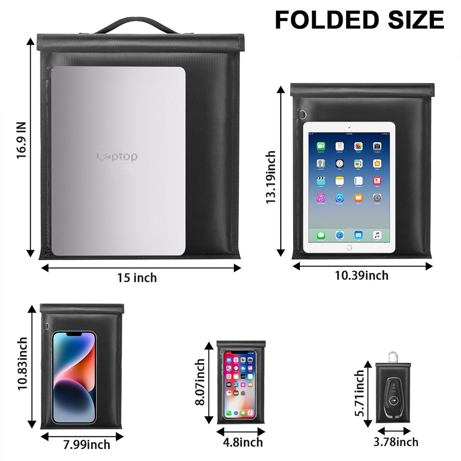 Picture of Laptop Tablet Car Key Faraday Bag Key Protector Waterproof Fireproof RFID Five-piece Set