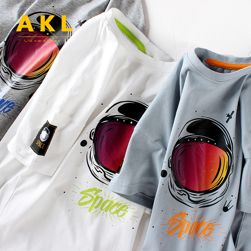Picture of 2024 Summer Children's Wear Korean Style New Boys' Short Sleeve Mid-Big Children's Cotton Cartoon Printed Top Children's T-Shirt