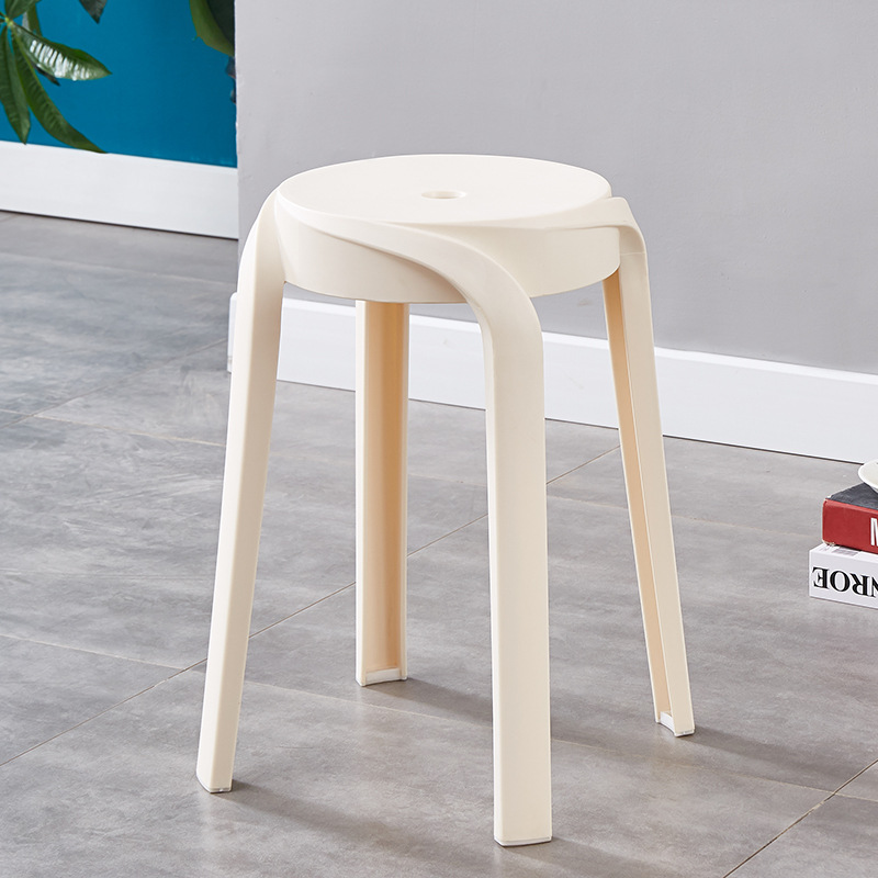 Picture of Modern Dining Table Plastic Round Stool Household Solid Bathroom Stool Living Room Casual High Stool Adult Negotiation Windmill Stool
