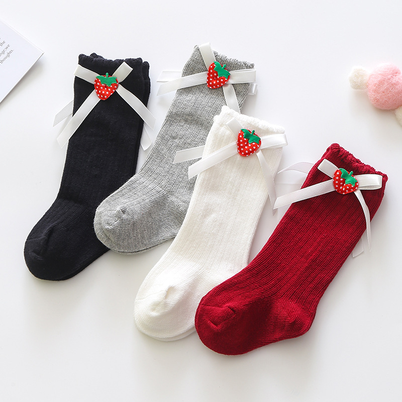 Picture of Girls' mid-calf socks Korean style ins bow baby Princess socks long baby calf socks spring and autumn children's cotton socks