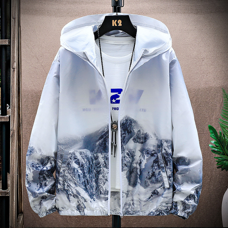 Picture of New summer sun protection clothing men's lightweight breathable hooded gradient skin clothing Outdoor Fishing Couple sun protection clothing women