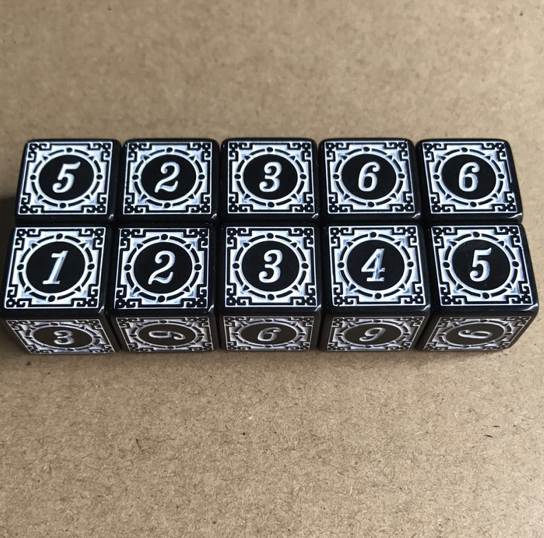 Picture of New pattern dice 6-sided digital personality color game chess accessories dice antique pattern running dice