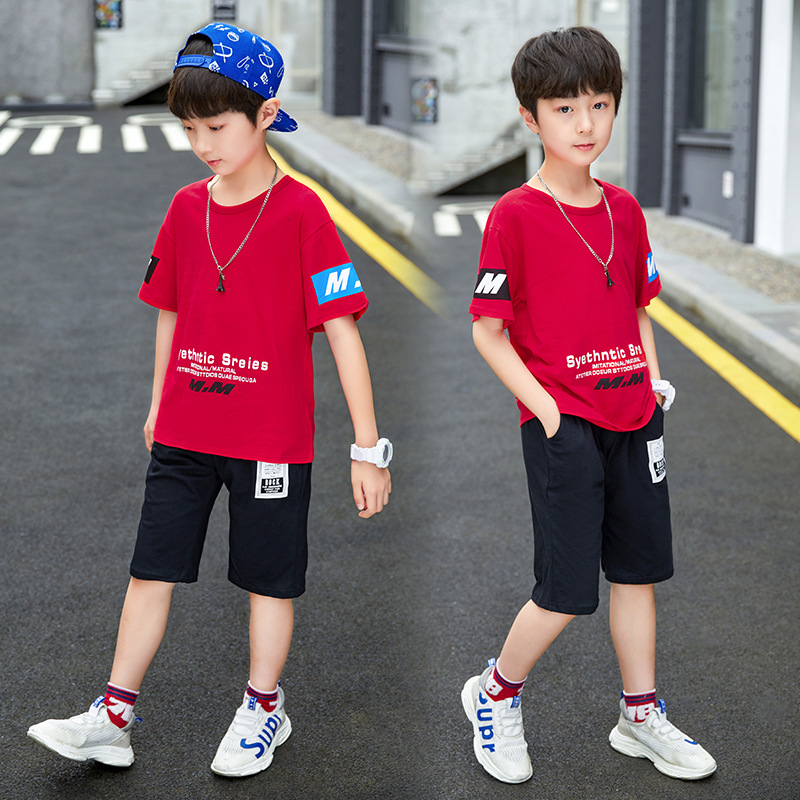 Picture of Children's Clothing Boys' 2025 New Suit Summer Kidsren's Sports and Leisure Wear Medium and Large Kidsren's Short-Sleeved Two-Piece Set Korean Style Trendy
