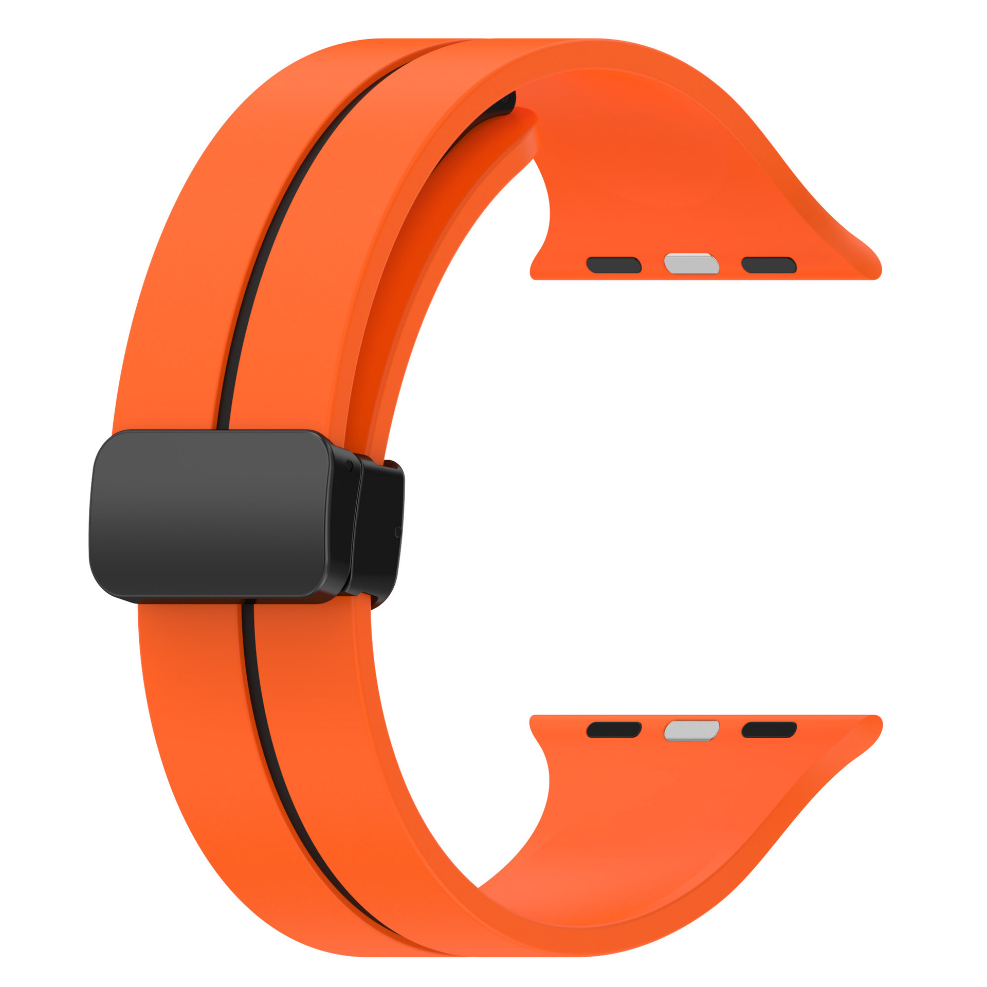 Picture of Two-color Striped Magnetic Folding Buckle Silicone Strap for Apple Watch Strap Magnetic Silicone Watch Strap