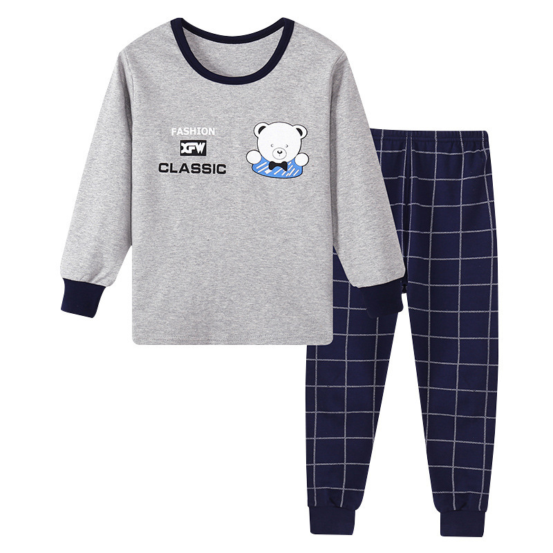 Picture of Children's Autumn Clothes and Long Trousers Set Round Neck Baby Bottoming Sweater Boys and Girls Pajamas Autumn Baby Intimates Pure Cotton
