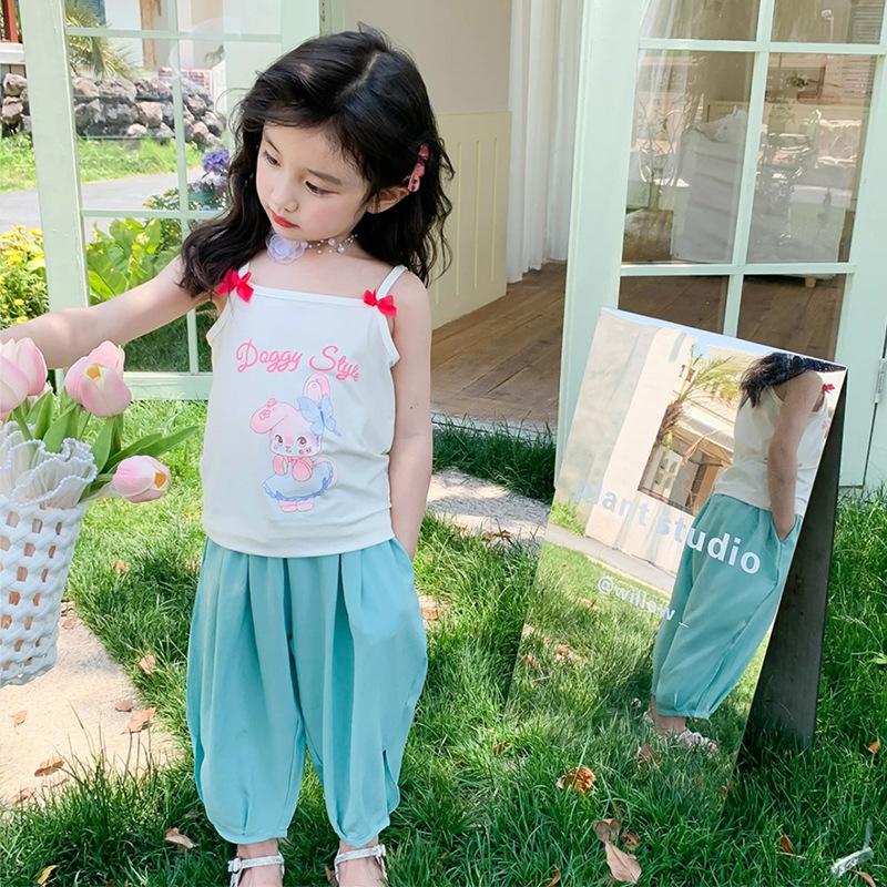 Picture of Printed Vest Bow Girl Children's Clothing Summer New Korean Style Baby Candy Color Cartoon Cute Skin-Friendly Sling