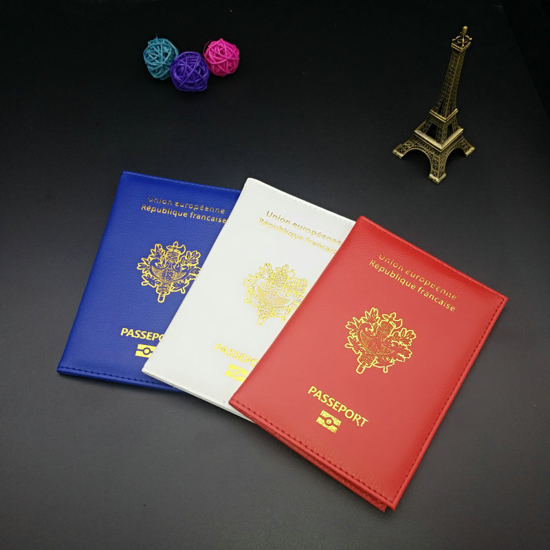 Picture of French Passbook Holder PU Material Open Double Folding ID Holder Passbook Holder Multiple Colors