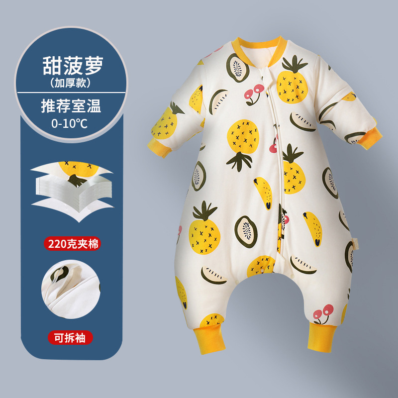 Picture of Spring and Autumn Thin Children's Sleeping Bag Constant Temperature Infant and Toddler Class a Split Leg Sleeping Bag Cartoon Pure Cotton Baby Sleeping Bag with Detachable Sleeves