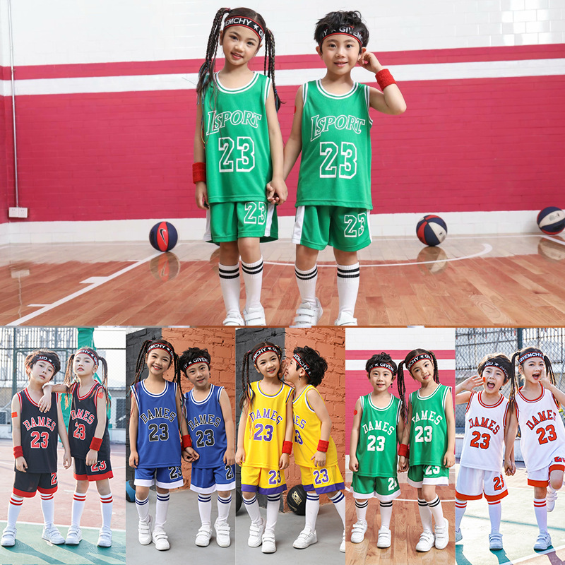Children's Basketball Suit suit Printing Training Suit for Primary School Students Girls Boys Kindergarten Baby Performance Suit Basketball Jersey