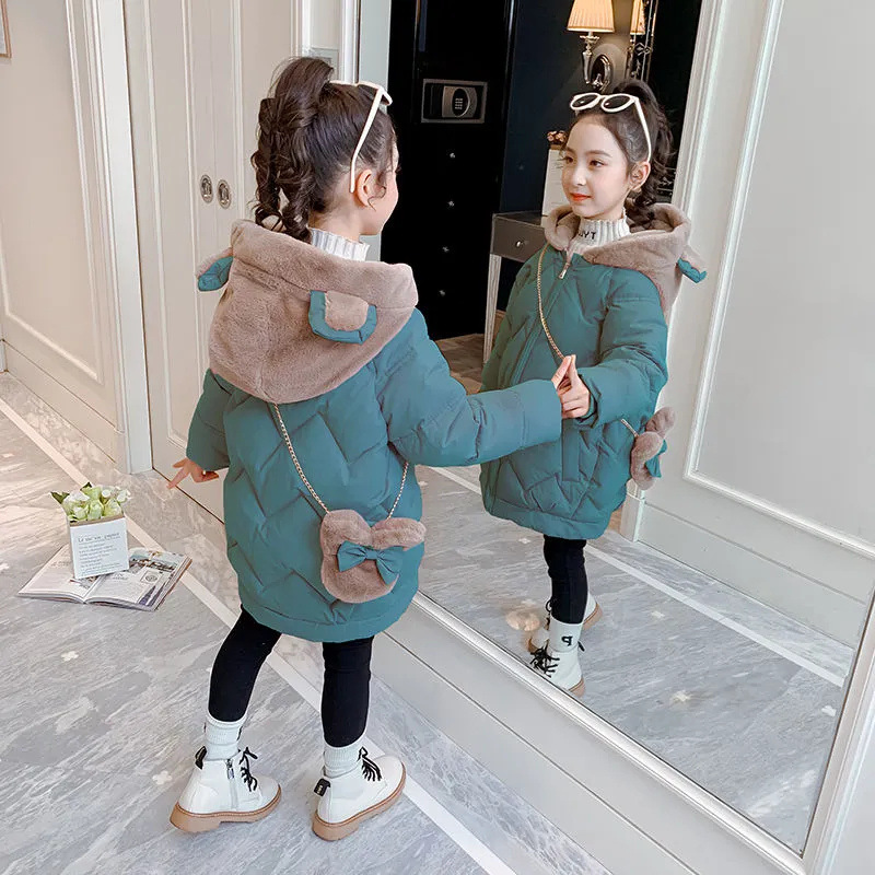 Picture of Girls' cotton-padded clothes Winter 2022 new medium and large children's little girl fleece-lined thickened Winter Children's cotton-padded coat cotton-padded coat