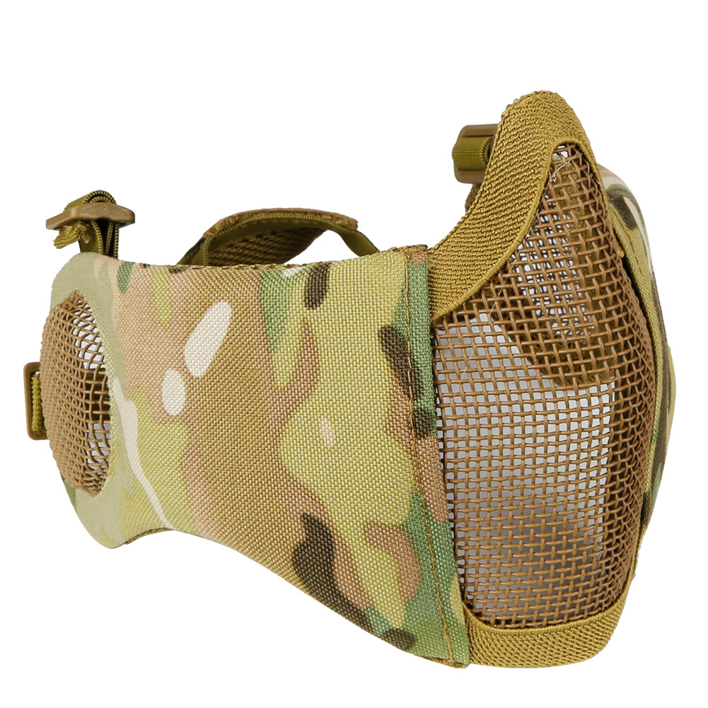 Half Face steel wire mesh ear protection mouth skull mask real CS tactical protective mask outdoor riding shooting mask