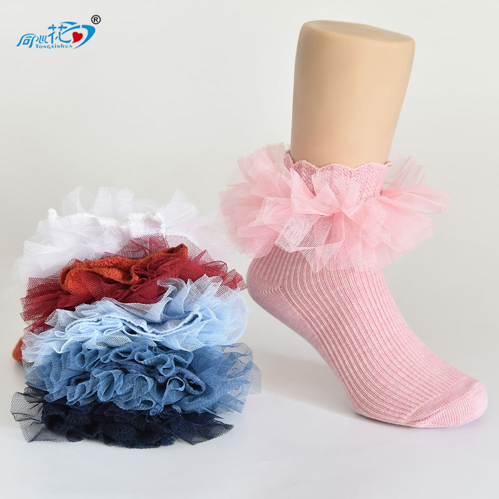 Children's socks lace princess socks comfortable girls' socks spring and autumn thin breathable baby cotton socks wholesale