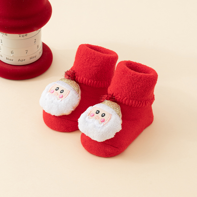 Picture of Newborn baby baby terry socks autumn and winter thick non-slip Christmas socks toddler red floor socks wholesale
