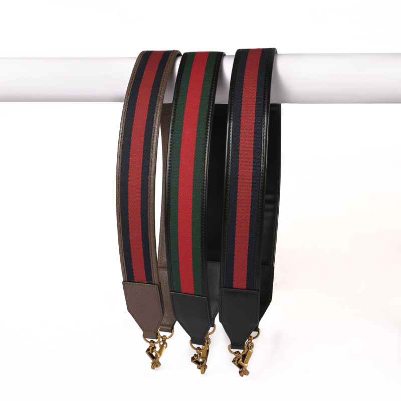 Picture of Mahuangshi MHS-F-2 Ribbon Green Red Wide Shoulder Strap Shoulder Crossbody Cow Leather Bag with Cow Leather Wrap Strap