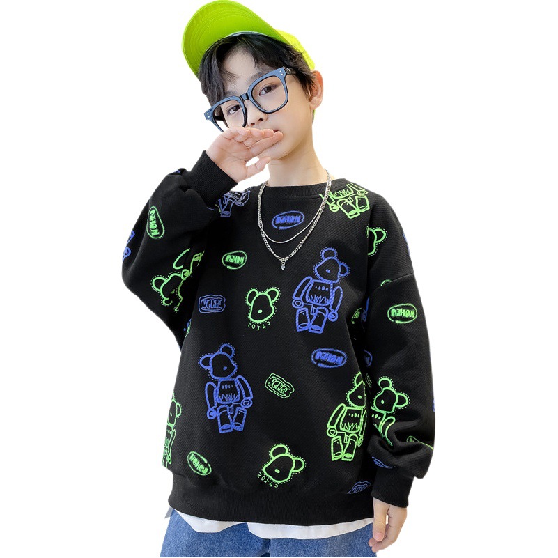 Boys' Autumn Wear Sweat 2025 New Style Mid-Large Children's Western Style Spring and Autumn Boys Trendy Brand Children's Top Korean Style Trendy