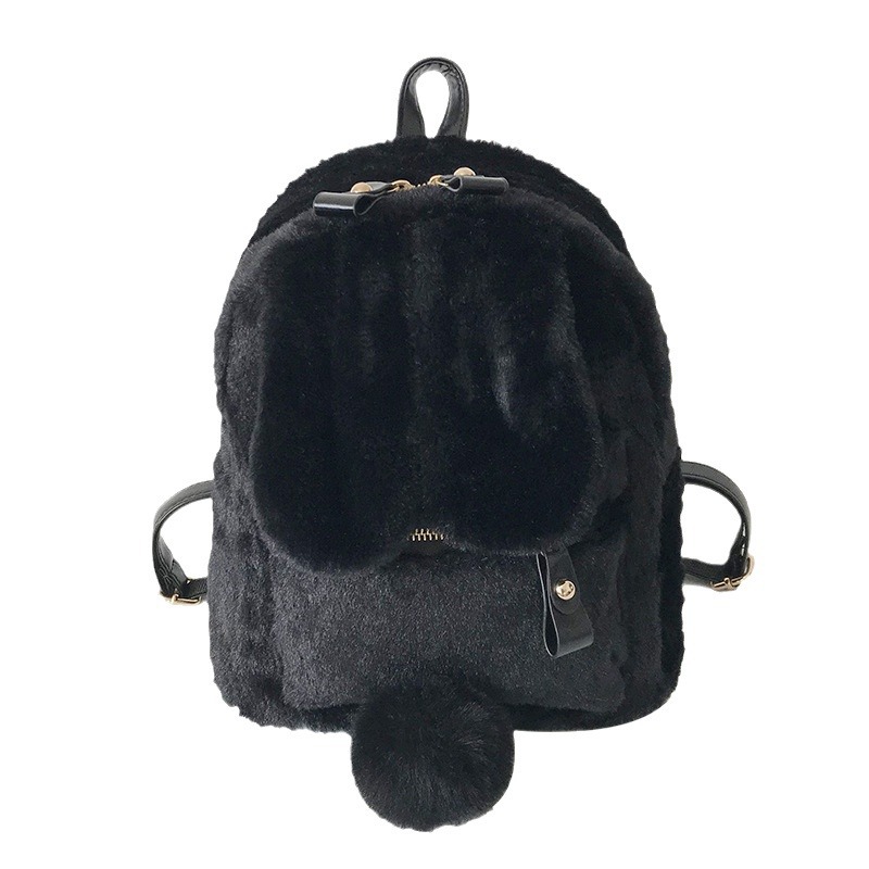 Picture of Cross-Border Rabbit Ears Lamb Hair Backpack Rabbit Bag New Solid Color Plush Backpack Cartoon Cute Backpack