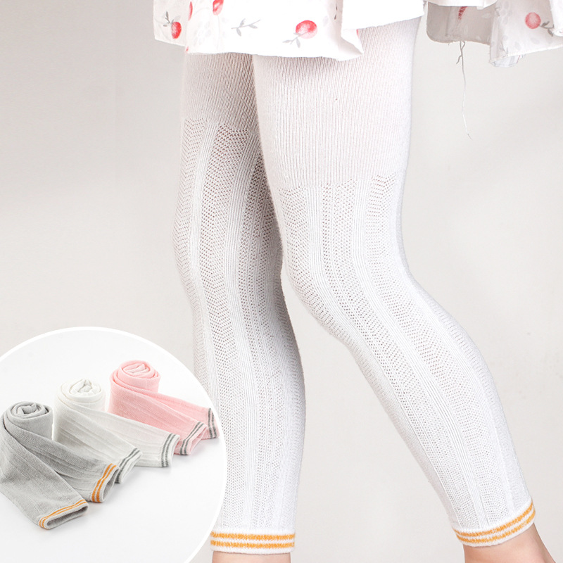2022 spring and summer cropped pants girls' pantyhose thin mesh baby leggings striped baby leggings socks wholesale