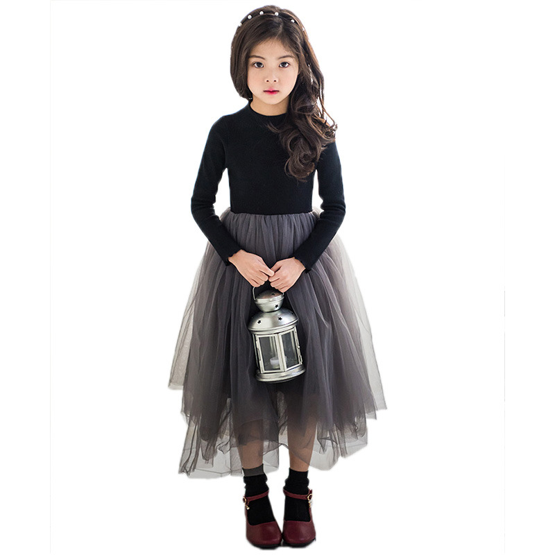 Picture of HT118 Girls' Autumn and Winter 2020 Girls' dress fleece-lined Thickened Korean Style Children's Wear Female Princess Dress Mesh Dress