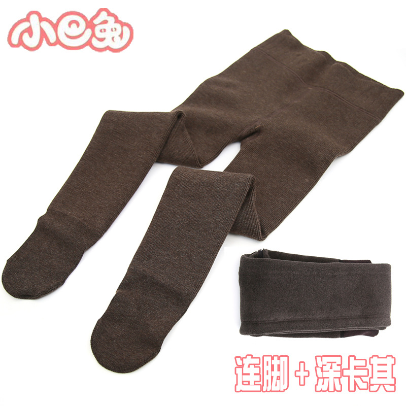 Picture of Xiaoba Rabbit Winter Thickened Girl's Children's Leggings Cotton Vertical Strip Warm Foot Air-Lined Velvet One-piece Pants Divided into Socks