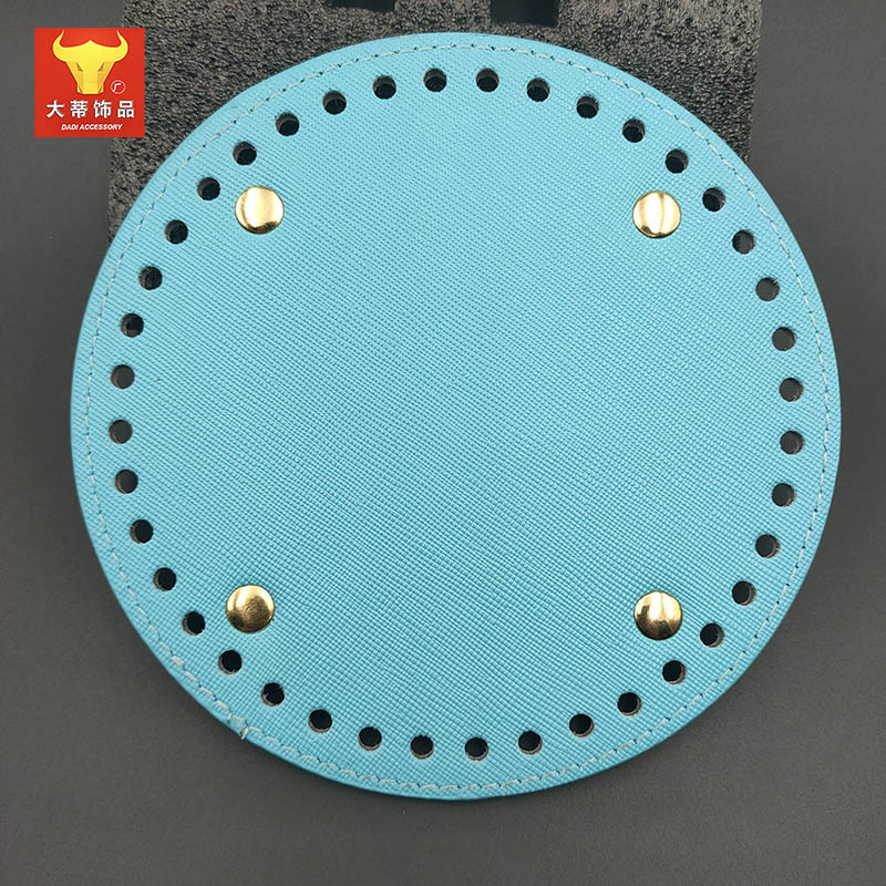 Picture of Bag accessories handmade elegant bag material 14cm round bottom plate diy woven bag quality hardened pu bag pad bottom