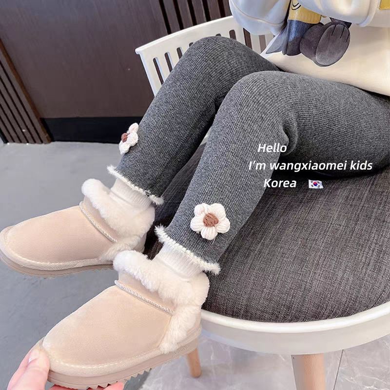 Picture of De velvet girls' leggings autumn and winter New fleece-lined/non-fleece Western style baby girl all-match one-piece velvet pants fashion