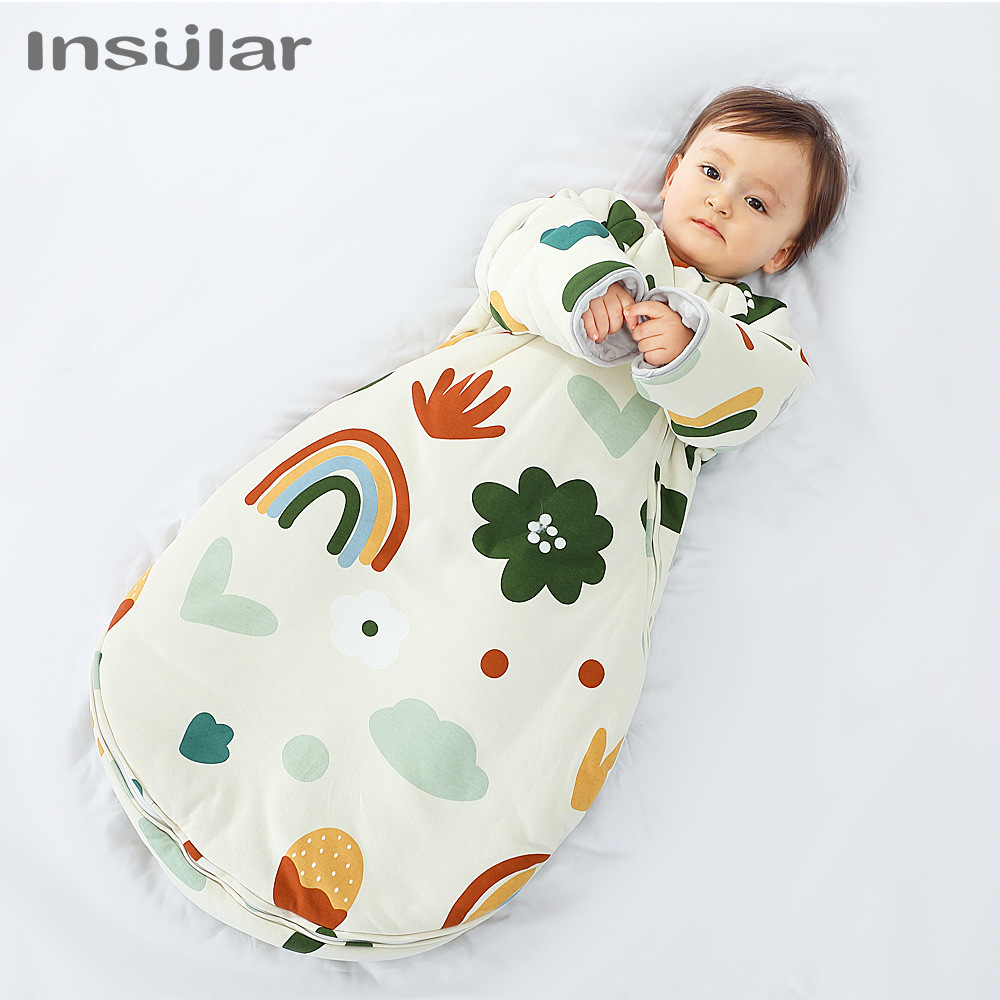Picture of Yinxiuli Autumn and Winter Baby Sleeping Bag Children's Bean Velvet Thickened Kick-proof Quilt Four Seasons Soothing Baby Sleeping Bag Cross Border