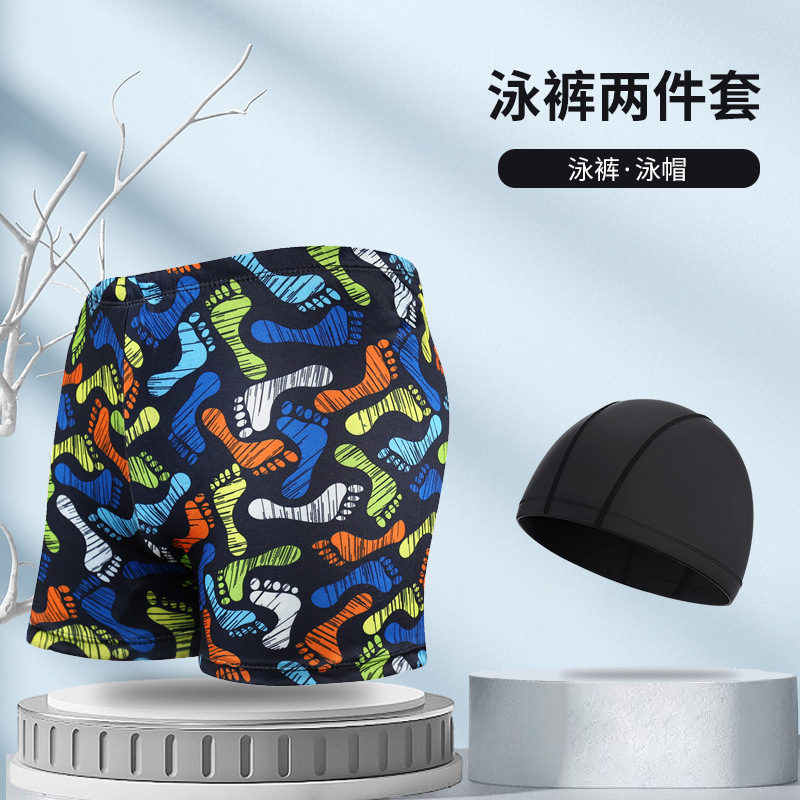 Picture of Explosions swimming trunks adult men's plus size anti-embarrassment boxer men's printing beach hot spring swimming trunks factory wholesale