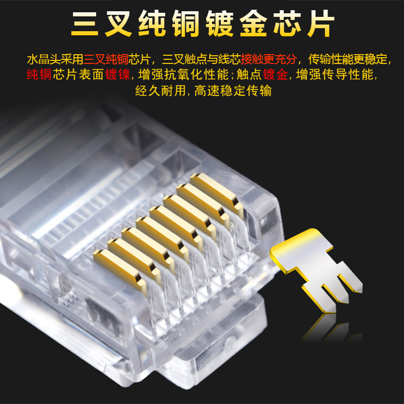 Picture of Yongwei Copper Gold Plated Super Class 5 Unshielded Crystal Head RJ45/8P8C Network CAT5e Computer Network Wire