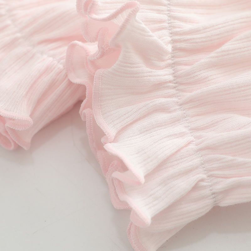 Picture of Children's short sleeve cropped pants set pure color female baby air conditioning home clothing 100 cotton thin bottoming shirt wholesale