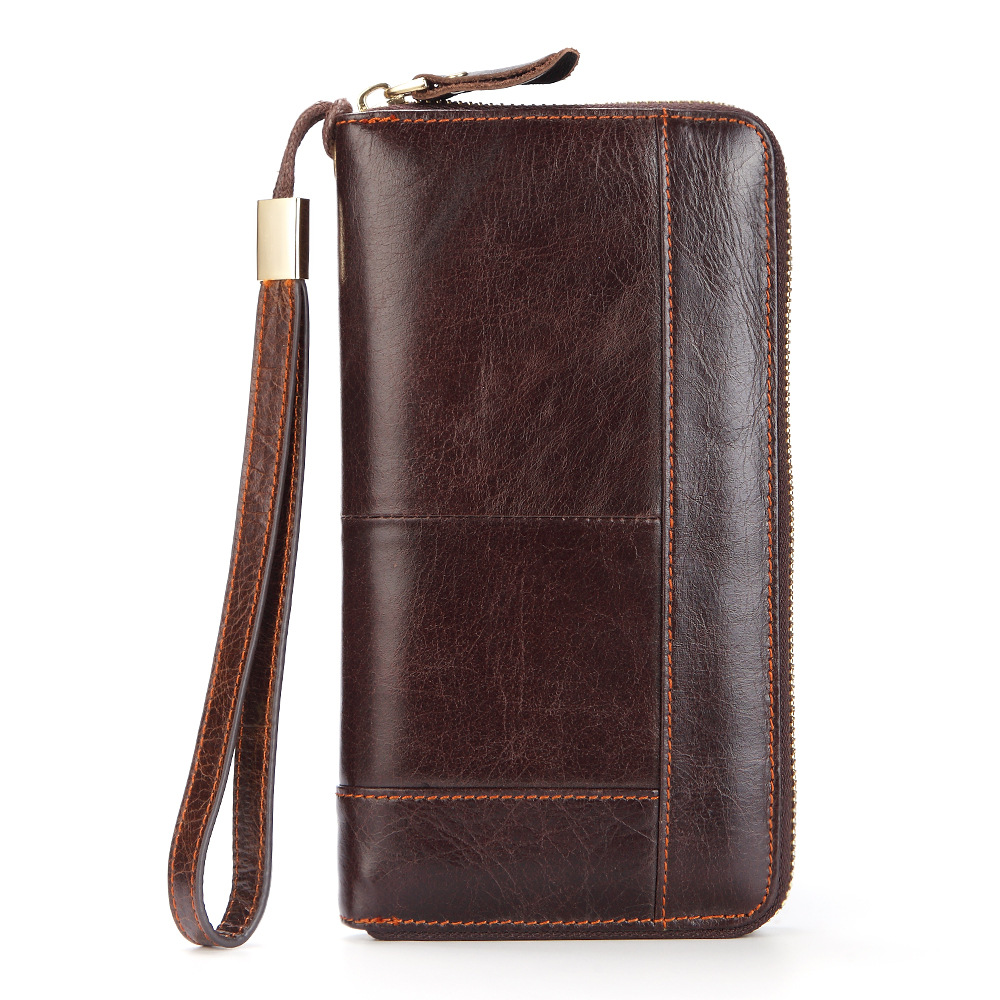 Picture of Men's Long Clutch Bag Genuine Leather Wallet First Layer Cowhide Wallet Bag Business Mobile Phone Bag Multi-Functional Clutch Bag