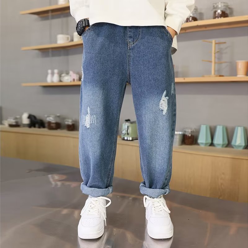 Picture of Boys' Pants Spring and Autumn Jeans 2023 New Children's Wear Big Boys Children's Autumn Loose Trendy Trousers