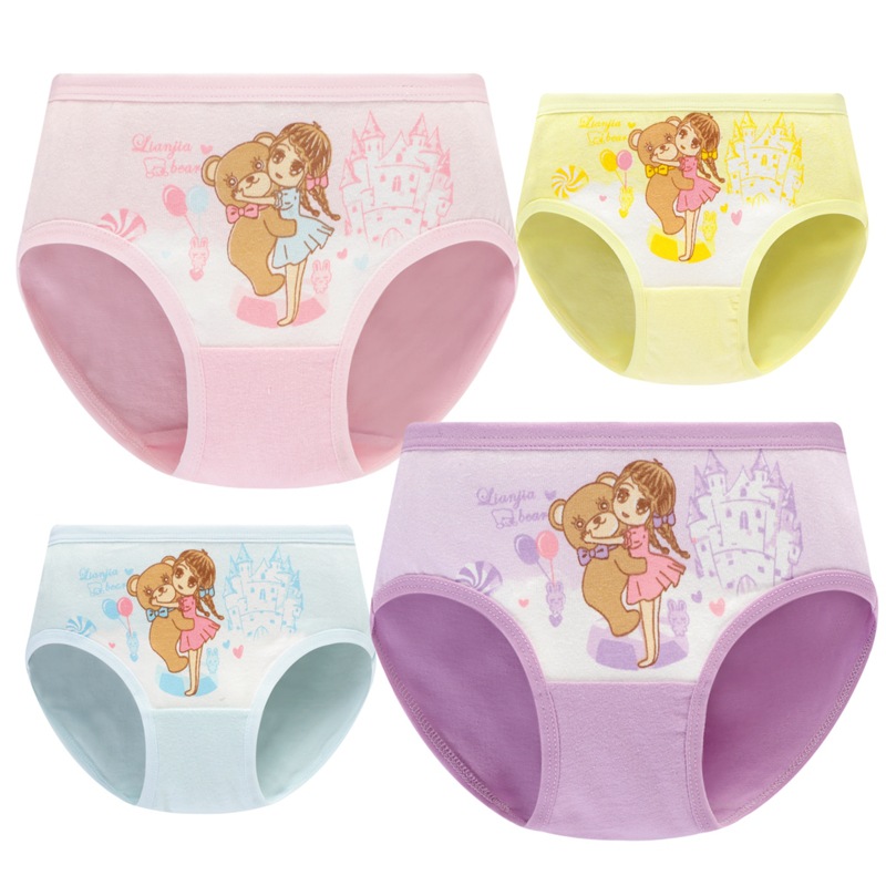 Picture of New candy color 95% cotton children's underwear girls briefs cartoon printed children's underwear wholesale