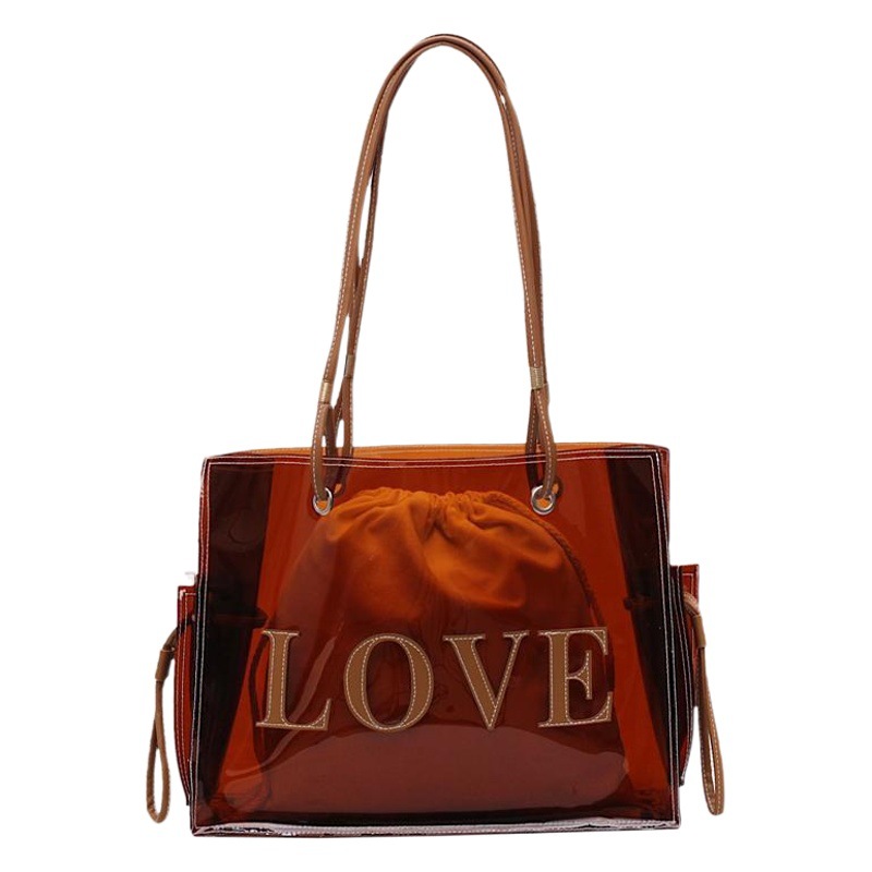 Large Bag 2019 Summer New Korean Style Shoulder Bag Fashionable Transparent Large Capacity Stylish Tote Handbag Trendy All-Match