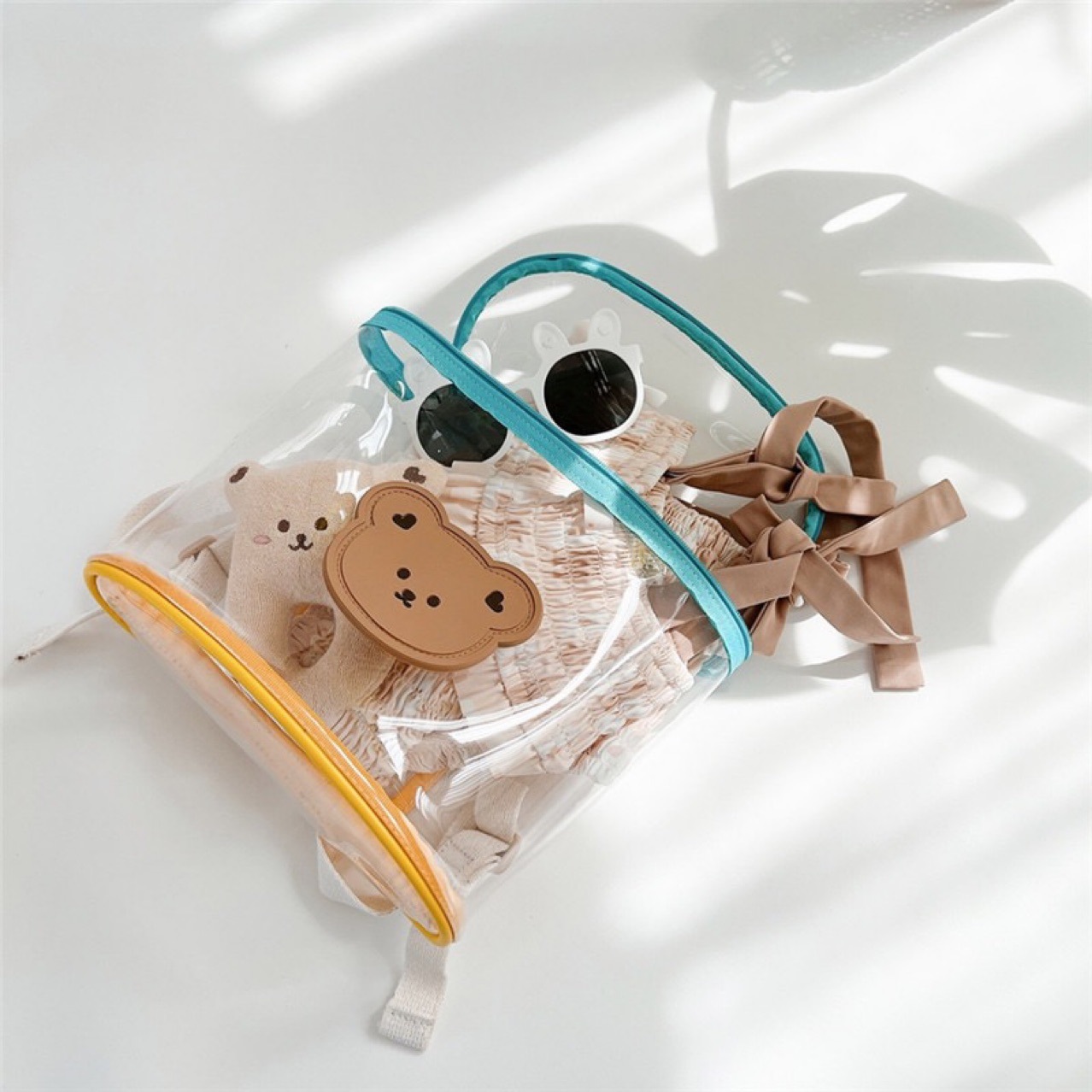 Picture of Ins K-Style of Dot Same Animal Contrast Transparent Backpack Kindergarten Beach Cosmetics Bag Transparent Jelly Bag