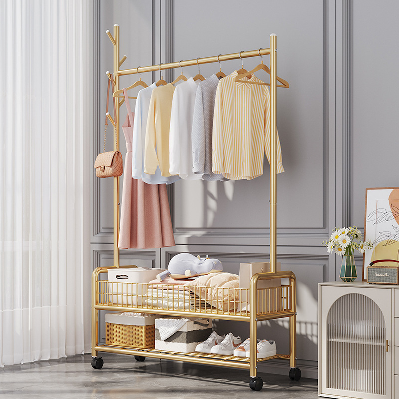 Picture of Simple clothes hanger floor folding indoor balcony bedroom clothes hanger indoor coat rack bedside clothes hanging artifact