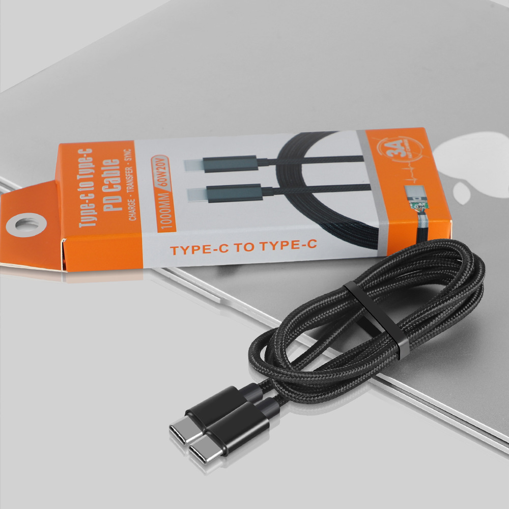 Picture of PD fast charging line double TYPE-C male to male braided data cable for Apple IPAD Huawei notebook 65W