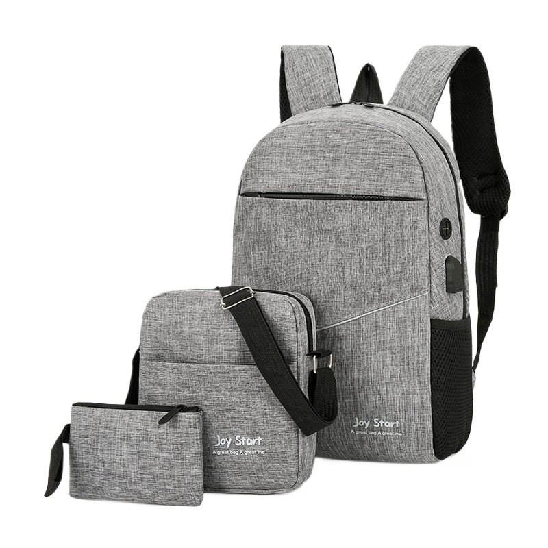 Picture of Backpack Men's Large Capacity 15.6-inch Computer Bag Business Backpack Three-piece Set Junior High School Student Schoolbag Women's Cross-Border