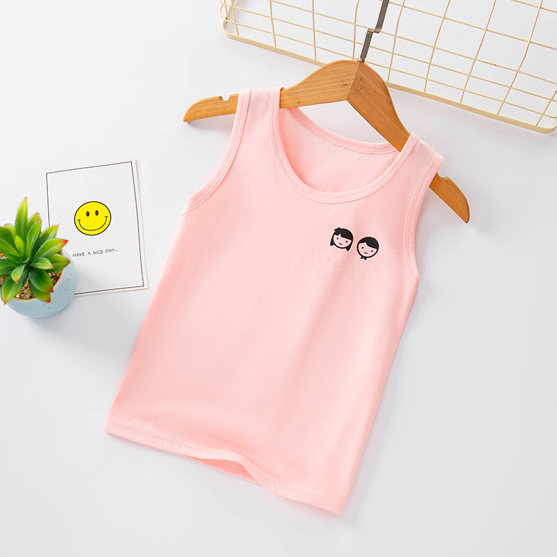 Picture of Summer Children's loose casual I-shaped round neck vest boys and girls solid color cotton vest sleeveless undershirt bottoming top
