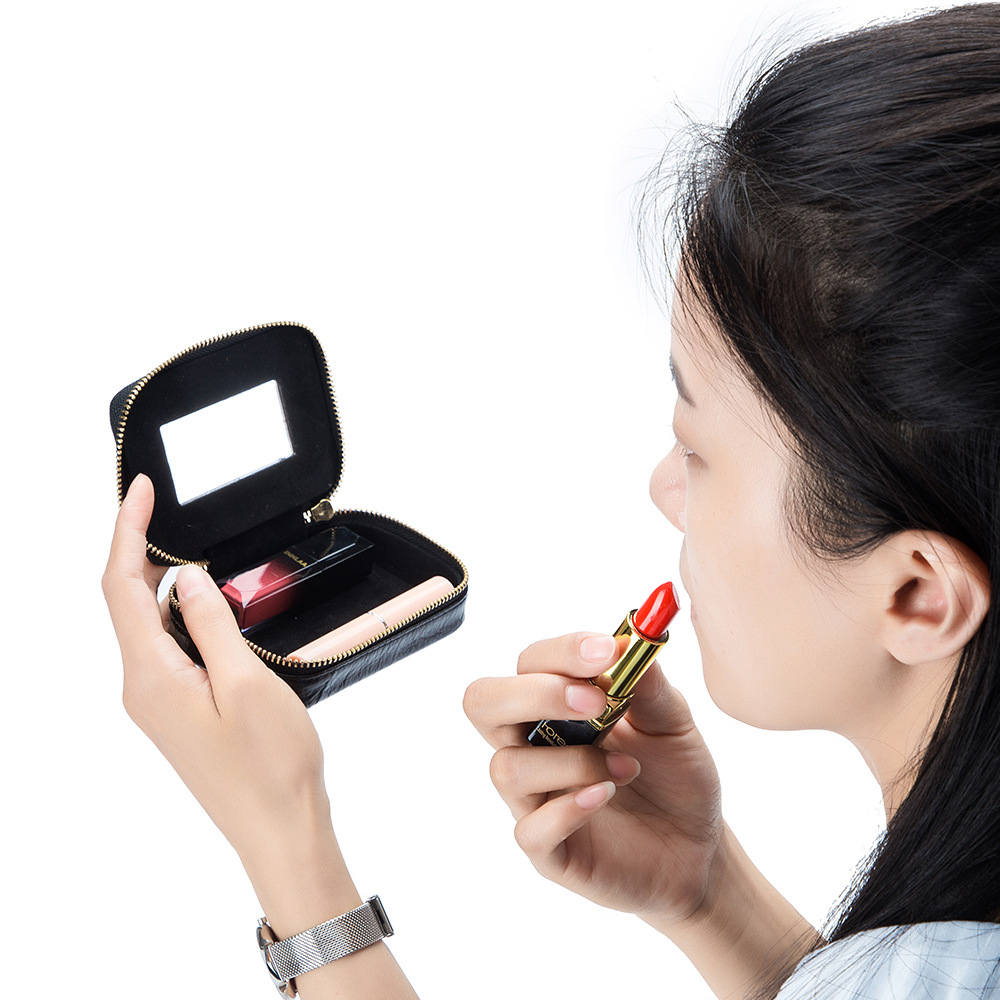 Picture of Wholesale mini leather mouth red envelope cowhide cosmetic bag data line earphone bag women's jewelry box coin bag hand