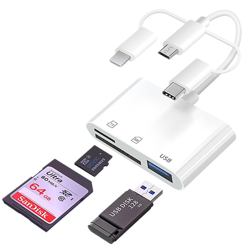 Picture of Mobile Phone Card Reader Three-In-One Adapter Multi-Function USB Extender Tfsd Memory Card Docking Station USB Hub