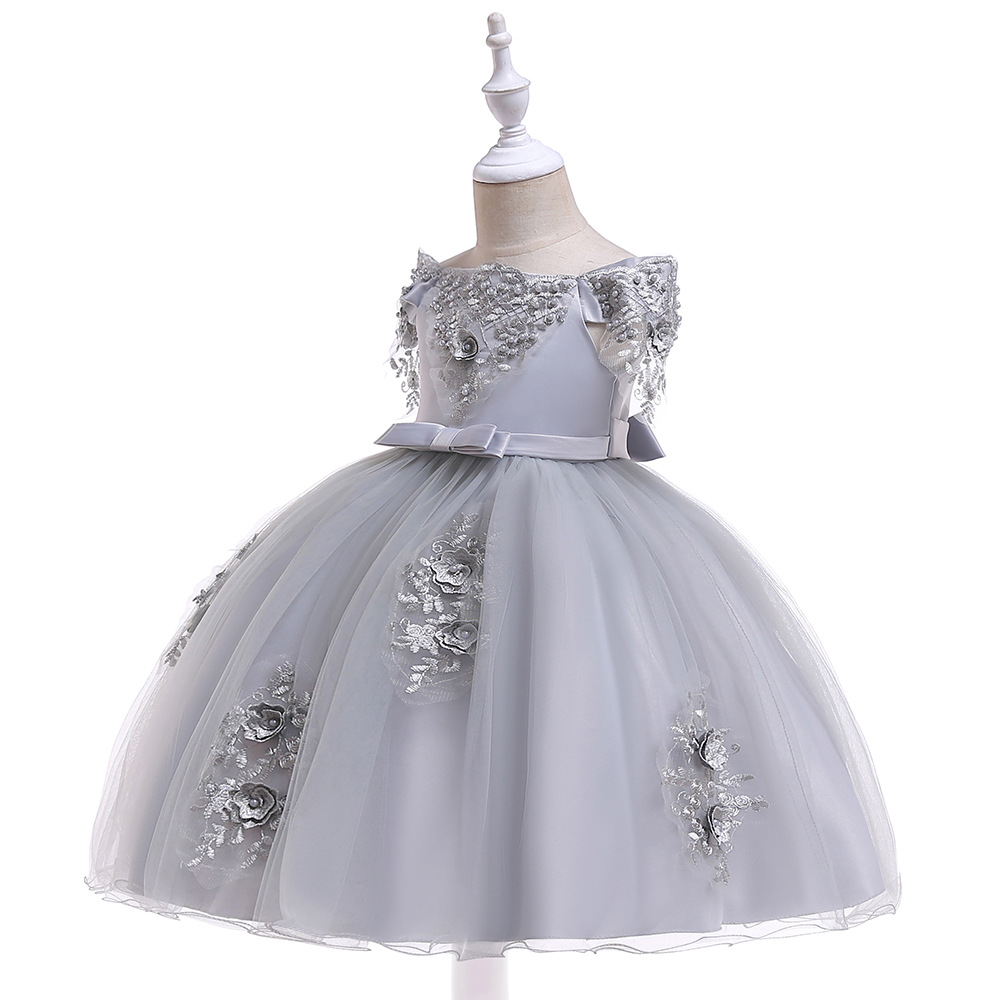 Picture of 2024 Children's Dress Skirt Strap Shoulder Mesh Embroidered Pearl Puffy Princess Dress Girls Dress Kids
