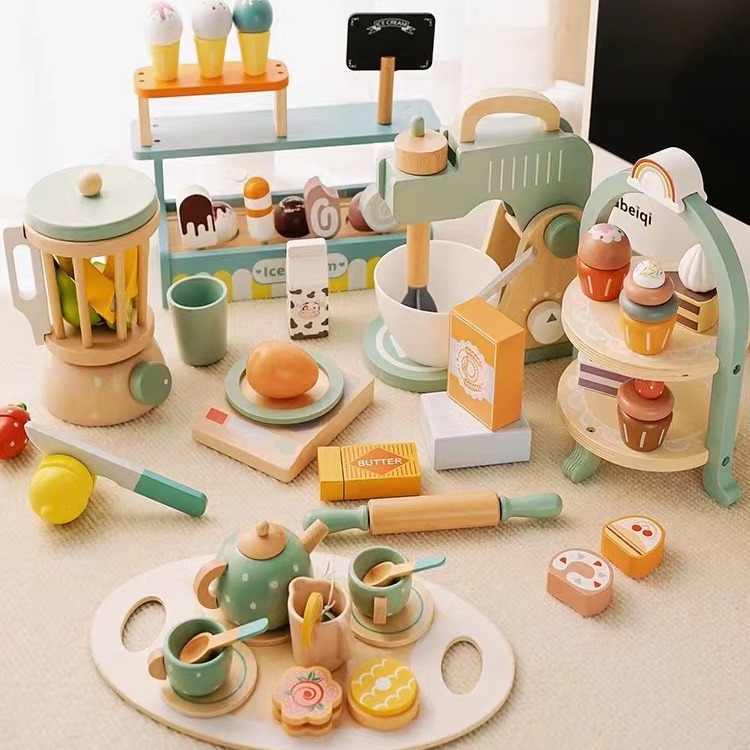 Picture of Wooden Family Royal Afternoon Tea Children's Dessert Exercise Baby's Social Ability Family Interactive Toys