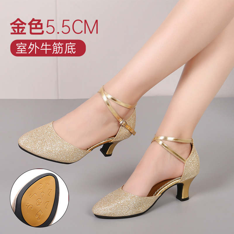 Picture of New dance shoes Latin dance shoes women square dance shoes adult social dance shoes soft bottom dance shoes a generation of hair