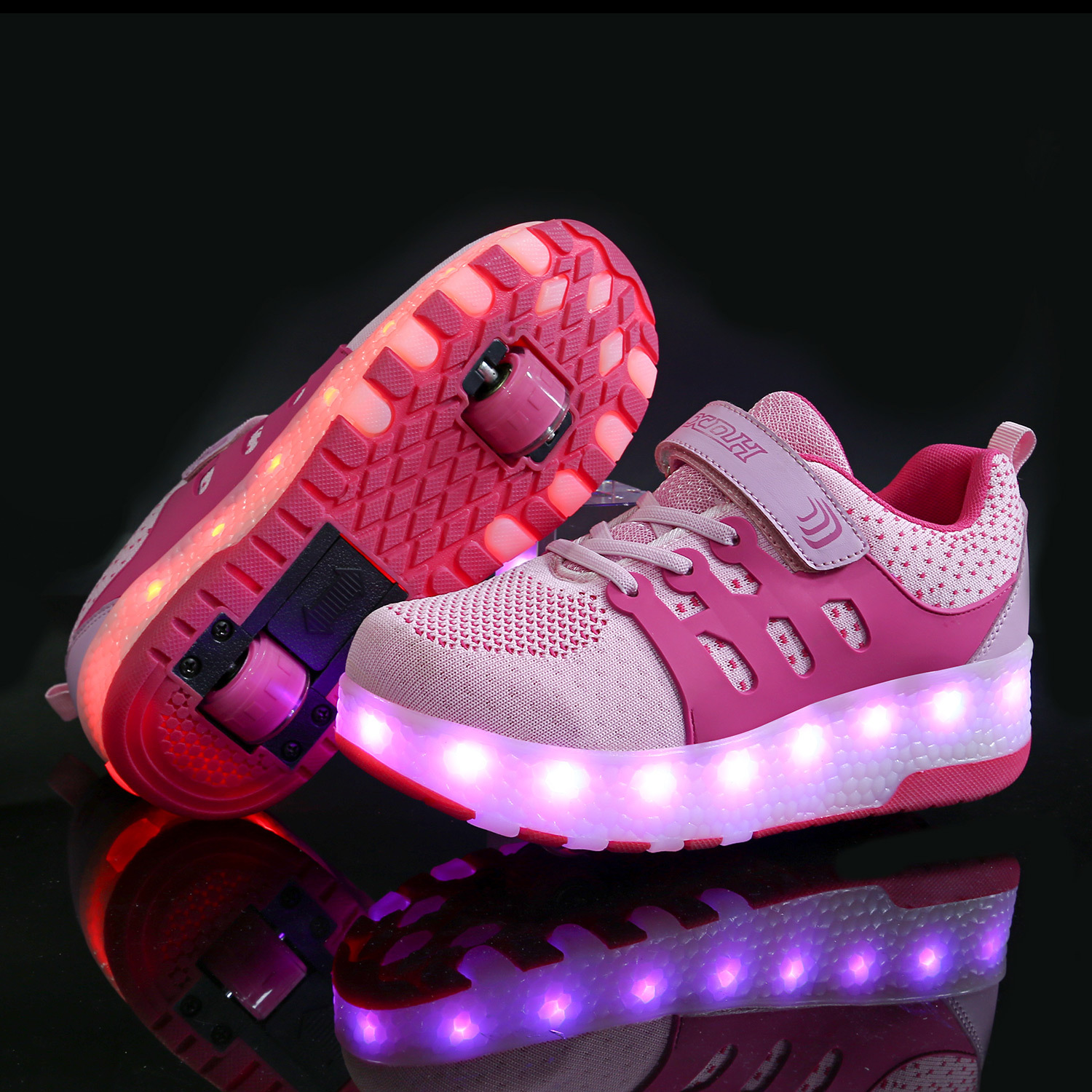 Picture of E-Commerce walking shoes boys and girls adult roller skating shoes ultra-light wheel shoes with switch LED light shoes